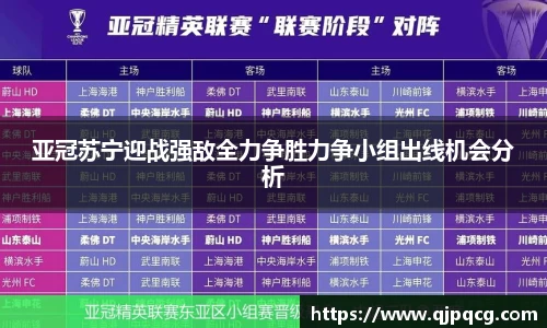 亚冠苏宁迎战强敌全力争胜力争小组出线机会分析